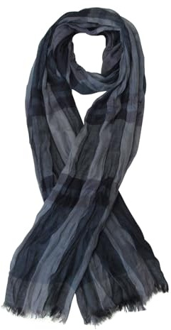 Générique Foulard chèche écharpe viscose pour homme bleu et gris, 180 x 80 cm.