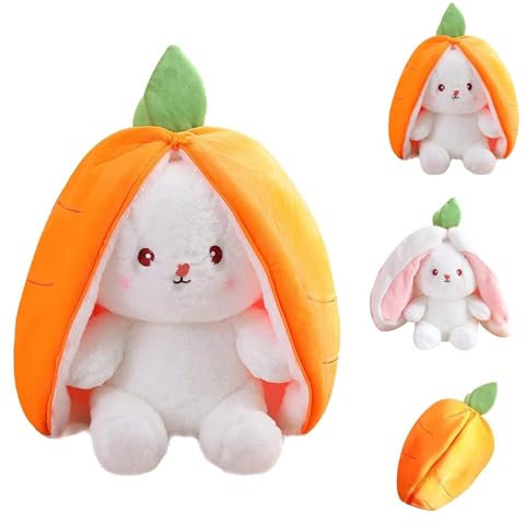 Darryy Peluche Lapin Carotte, Poupée Lapin De Pâques,Lapin Peluche Fruit 18 cm,avec Fermeture éclair,Lapins à Cache-Cache,Cadeaux Anniversaire,Carnaval,Noël pour Filles,Garçons (Carotte)