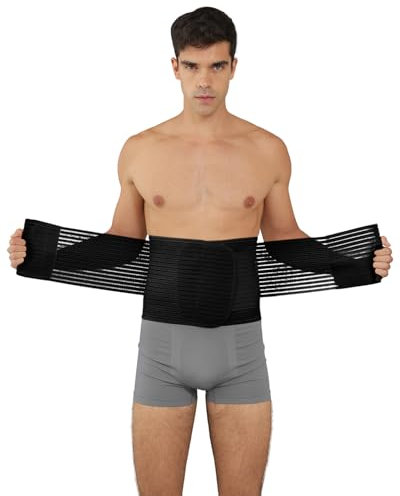 Channo Bauchgurt und Bauchbandage, zugleich als Bauchweggürtel und Waist Trainer verwendbar, auch ideal als Nierengurt, Rückenstützgürtel und Haltungskorrektur für Herren - Packung mit 1, Schwarz, XXL