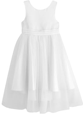 NEXT Ragazza Abito da Damigella con Fiocco. Bianco 8 Anni