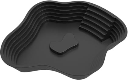 Colcolo Bol d'eau pour Reptiles avec Rampe, Bassin de Bain pour s, Grand Plat d'alimentation, Plateforme de lézardage pour s, Gecko, Noir