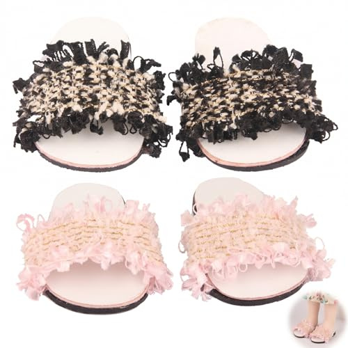 KOHVAN Lot de 2 Paires de Chaussons pour Poupée 18 Pouces (45-46 cm) - Accessoires de Déguisement pour Poupon et Poupée Bébé - Chaussures Mignonnes pour Jeux d'Imitation Enfant