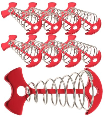 SEWACC 10 Pièces Piquet de Terrasse en Alliage D'aluminium Forme Arête de Poisson Ancre de Tente Résistante au Vent Boucle Ressort pour Pique-niques et Camping