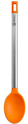 BRA Efficient Cucchiaio in Acciaio Inox, Nylon/Silicone, Colore Arancione, Cucchiaio da Cucina 35 Cm