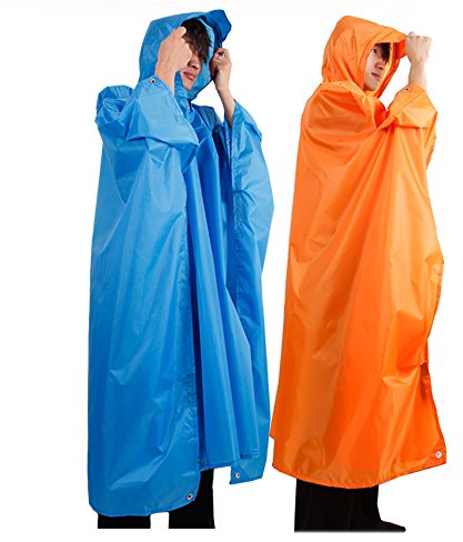 Kangkang@ Sports Hiking Camping Multi-Function Raincoat Poncho/Backpack Hood/Ground Pad Mat/Sunshade impermeable para Lluvia Poncho (Blue)