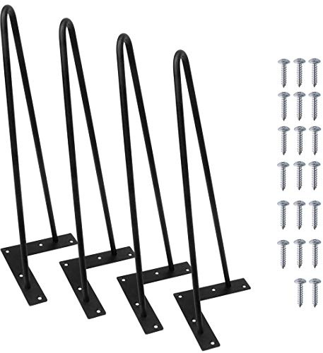 Signstek 16 （40cm Black Hairpin Legs, 3/8 Diameter, Set for 4 Heavy Duty 2 Rods Table Legs, for DIY Desk, Stand, Bench