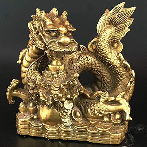 YUNHAO Chinesischer Fengshui Bronzefigur, Drache, Kohl, Glücksstatue