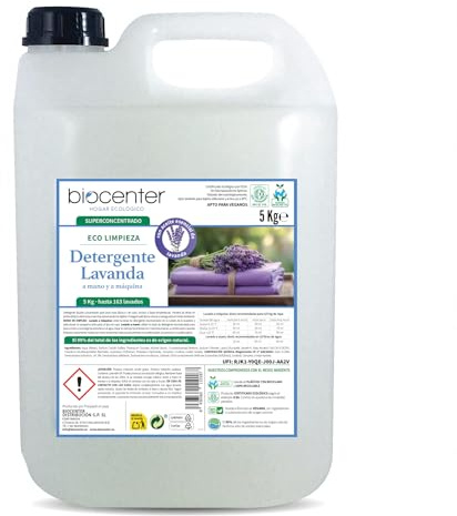 BIOCENTER - Detergente ecológico para Ropa - LAVANDA - Garrafa Ecofriendly de 5 Kg