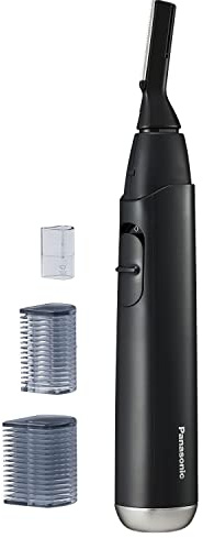 Panasonic Facial Hair Trimmer for Sensitive Skin, Unisex Detailer with Flexible Head, Gentle on Acne, Includes 2 Eyebrow Attachments, Wet/Dry Facial Trimmer for Men and Women - ER-GM40-K (Black)