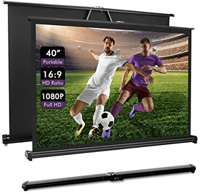 40inch Projector Screen 16:9 Small Retractable Tabletop Screen with Stand