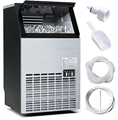 TANGZON 50kg/24H Commercial Ice Maker, 45 Cubes in 12mins, 15kg Ice Storage
