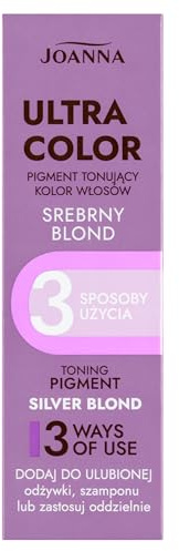 JOANNA Ultra Color Pigment hårtonspigment färgtonpigment – neutralisering av oönskade gula toner – kan appliceras på 3 sätt – med balsam schampo separat – silverblond 100 ml