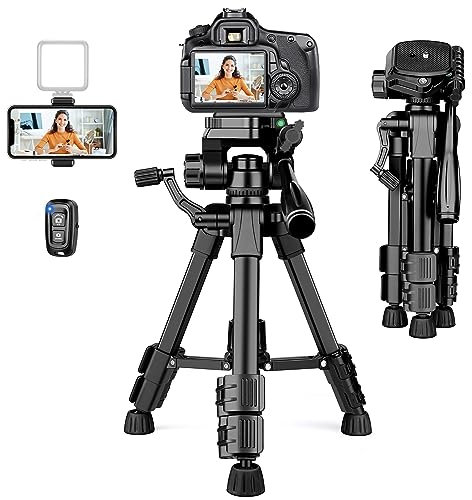 JOILCAN Mini Stativ 63.5cm, Aluminium Kamera Stativ für Cannon/Sony/DSLR Kamera/Video Camcorder/Projektoren, Leichtes Tischstativ DreibeinStativ für Smartphone mit Handyhalterung & Fernauslöser