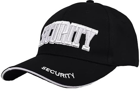 AOVNA Casquette de baseball brodée de sécurité noire - Casquette unisexe réglable pour cosplay et usage quotidien, Noir , Taille unique