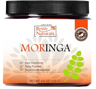 Reddy Naturals Aryana Moringa Powder - Organic Moringa Leaf Extract Superfood Powder – Great-Tasting, Fast-Dissolving Moringa – 4.2 oz (120 g)