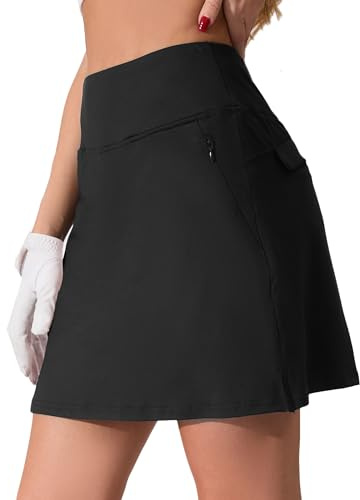 Timuspo Tennis Skirt for Women with Shorts 4 Pockets Summer Skirts Skorts Lightweight Golf Workout Casual Black
