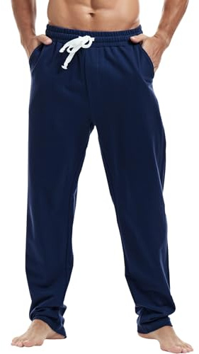 Amy Coulee herr baggy bomullsjoggingbyxor med fickor, Mörkblå, XL