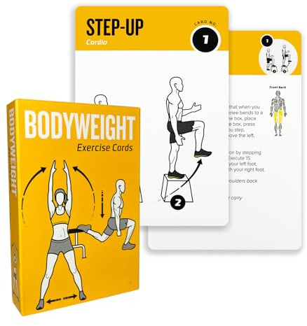 ELAORY Bodyweight Exercises Cards, 62 Workout Cards Deck Large Size 5 x 3.5 Fitness Cards for Women & Men, Beginner Fitness Guide to Training Exercises at Home or Gym