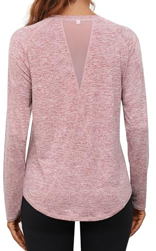 Gyabnw T Shirt Sport Femme Col Rond Manches Longues Respirant | Matière respirante, coupe confortable pour running yoga et fitness