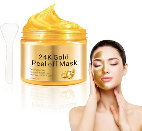 120ml Gold Peel Off Mask, Maschera Per Il Viso in Oro 24K, Maschera Rimozione Punti Neri, Maschera Viso Peel Off, Azione Idratante, Antirughe, Detergente, Controllo Dell'olio E Affinamento Dei Pori
