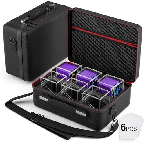 TiopLior Card Deck Box with Portable Case, 6 Pack Clear Commander Deck Box with 6 Dividers, Holds 600+ Double Sleeved Cards, Fit for MTG, TCG