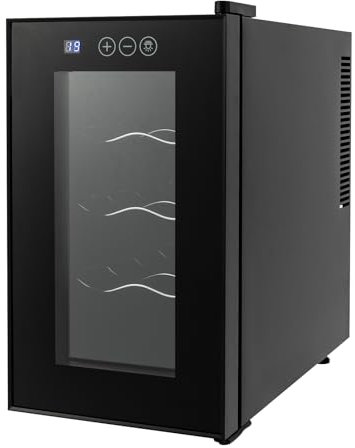 KAUITOPU Cave à vin pour 8 bouteilles, silencieuse, avec réglage de la température, écran numérique, lumière LED, 8 à 18 °C, réfrigérateur à vin, réfrigérateur pour bouteilles