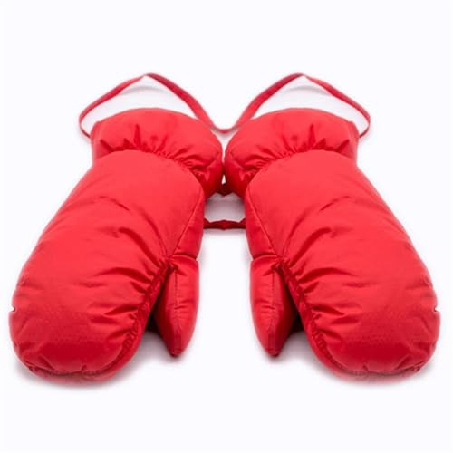Guanti Da Sci Impermeabili Guanti termici da sci da snowboard uomo donna Inverno Neve calda montagna Sci guanti da motoslitta corda lunga appesa For Scisnowboard, Ciclismo, Arrampicata(Red,XL)