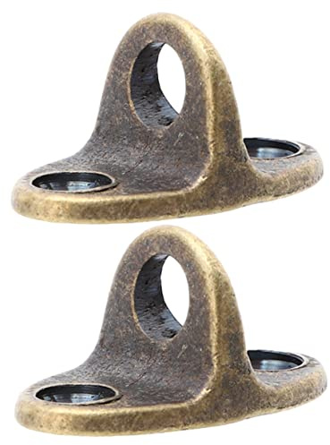 Homoyoyo 2pcs Window Clasp Base Windproof Hook Holder with Eye Hook for Door and Window Support Antique Brass Large Size for Home Use