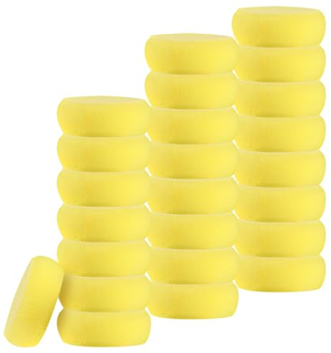 COGVOHY 24 Pack Paint Sponge, 2.5 x 7.5cm Yellow Round Painting Sponges for Face Painting Pottery Art Crafts Ceramics
