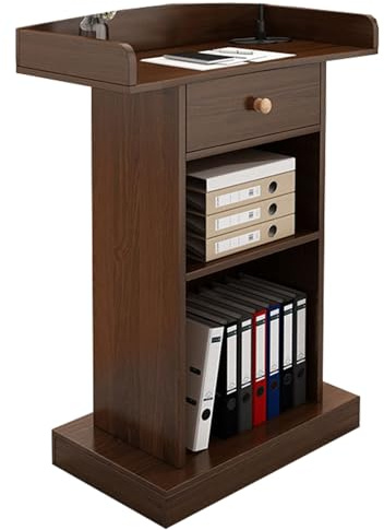 Premium träliktornpodium med förvaringshylla – massiv träpulpit för kyrka, skola, seminariepresentationer – hög och elegant design
