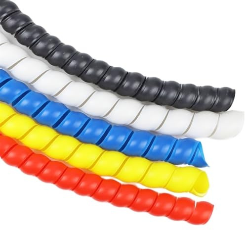 Färgglad trådlindad spiral i kabelslang, kabelnät, motorcykel-värmerör-hylsa, kabelhylsor, lindningsrör, 1 m, 8–32 mm för TV-dator PC (vit, 20 mm)