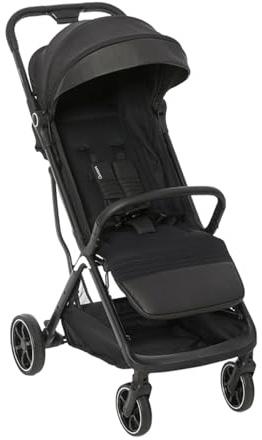 Giordani G-Touch Lättviktsvagn, 6,9 kg, automatisk stängning med en touch, från 0 månader till 22 kg, vadderad sits, upphängningshjul och detaljer i konstläder, kompakt och platsbesparande, svart