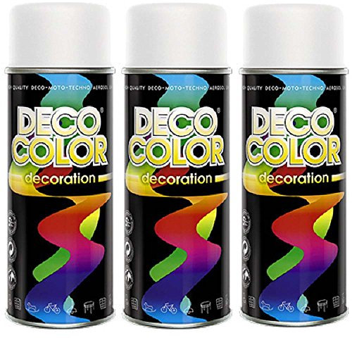 Fahrzeugteile Hoffmann 3er Sparpack DC Lackspray glänzend 400ml nach RAL freie Farbauswahl (3 Dosen in weiss matt RAL 9010)