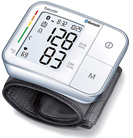 Beurer BC57 Wrist Blood Pressure Monitor – Automatic Wrist Blood Pressure Cuff - Bluetooth – 120 Memory Spaces with Irregular Heart Rate Detection, Large Display, Resting Indicator, Storage Case