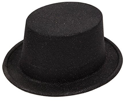 Alsino Glitzer Zylinder Show Hut, Schwarz - Der pfiffige Party Hut, Disco Glitzerhut, 80er Jahre Karneval - für Damen und Herren