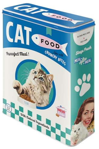 Nostalgic-Art Boîte de Conservation rétro XL, Cat Food – Idée de Cadeau pour propriétaires de Chats, Grande récipient métallique, Design Vintage, 4 l