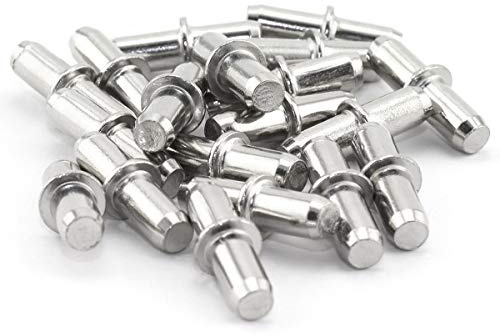 Lind Kitchen 20pcs 5x20mm Shelf Supports Pegs Studs Nickel Plated Finish Adjustable Shelves Bracket Holder Furniture Hardware Cupboard Cabinet Wardrobe Shelf Pins