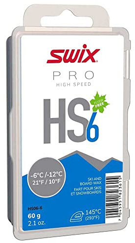 Swix HS6 Blue High Speed Ski and Snowboard Iron-On Wax for Moderate-Cold Temperatures, 60g