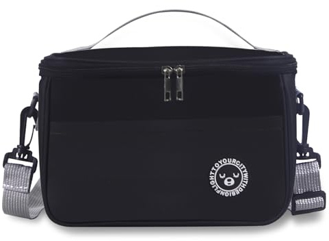 TUXUNQING 7.5L Bolsa termica, Lancheira termica, Porta alimentos, Bolsa isotermica para Camping, Playa, Oficina, Escuela (Negro/7.5L/26 * 16 * 18cm)