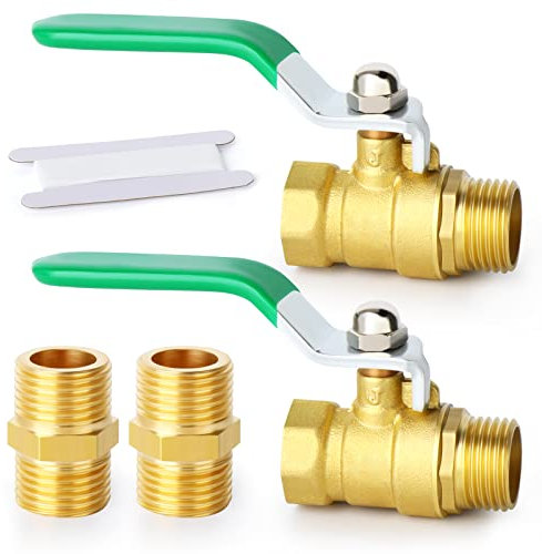 ERGAOBOY 2 piezas 1/4 BSP macho a hembra válvula de bola de latón con 2 piezas 1/4 conectores macho a macho, aptos para conexión de accesorios de tubería