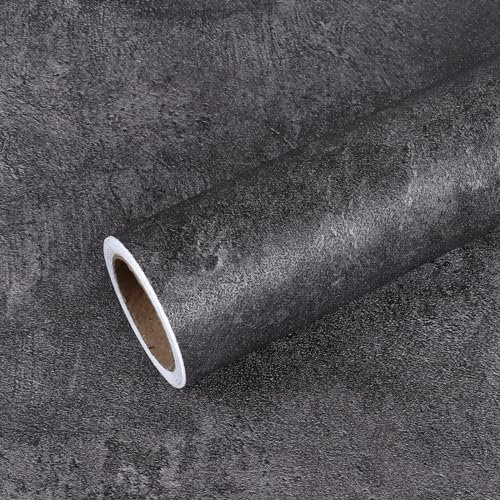 VEELIKE Papier Peint Béton Vintage Gris Épaissir Papier Peint Ciment Papier Adhesif pour Meuble Cuisine Lavabl Vinyl Adhesif Industriel Salon Papier Salle de Bain Chambre Auto-adhésif 40cm x 300cm