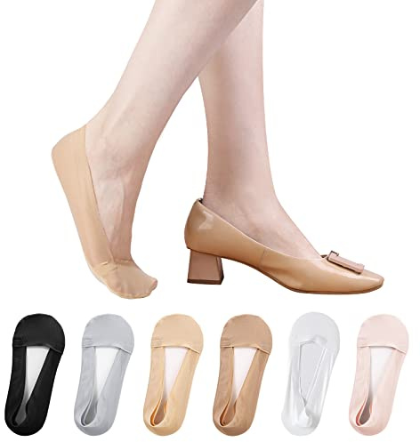 TAGVO 6 Paia di Calzini Invisibili da Donna, Corti Bassa Salvapiede Calzini Invisibili con Gel Antiscivolo, Ultra Morbidi e Traspiranti Calzini da Barca per Mocassini Sneakers Flats Scarpe da Barca
