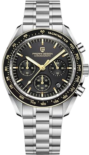 Pagani Design 1701 Herrenuhr Herren Quarzuhr, Japanisches VK63 Uhrwerk, 100 Meter wasserdicht, Saphirglas Chronograph, Luxus-Sportuhr aus Edelstahl.
