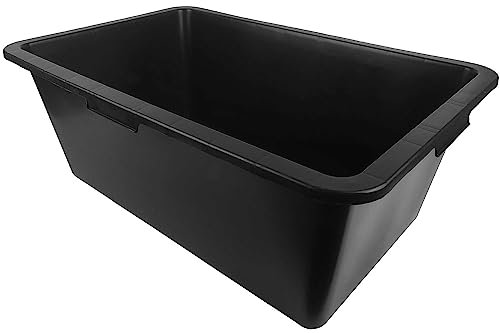 BAUSTER® Bassine de construction en plastique noir - 80 litres - Bac à mortier robuste pour chantier, jardin, rénovation - Incassable et résistant au gel - Rectangulaire