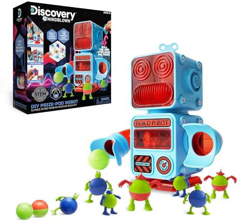 Discovery DIY Prize-Pod Robot Kit, 52-Piece Vending Machine Building Set, 12 Transforming Capsules, Educational Science Experiment, Engineering STEM Project, Robotics Toy Gift Kids Age 8+