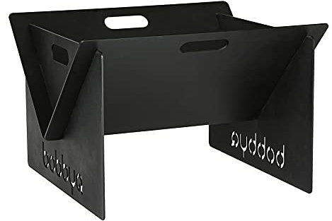 Black Portable Flat Pack Fire Pit Outdoor Garden Patio Heater Wood Burner BBQ Camping Fire Bowl - by BobbyQ