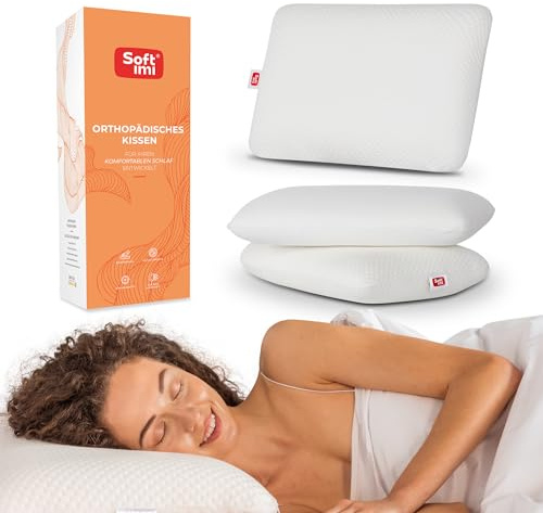 Softimi Cuscino ortopedico per chi dorme sul fianco, 40 x 60 cm, cuscino cervicale in memory foam, cuscino cervicale