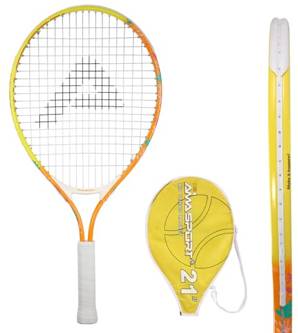 AMA SPORT - AT-X-Orange21-102C - Raquette de Tennis Junior 21 Pouces - pour Enfant 4 à 6 Ans - Légère et Facile à Manipuler - Apprentissage Débutant - Raquette Junior