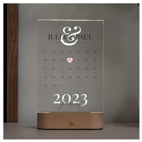 Geschenkfreude Acrylglas personalisiert mit Kalender - 20x15cm - Geschenk für Ihn und Sie - Geschenke für Paare - Geschenkideen für den Partner - Pärchengeschenk - Liebesgeschenke