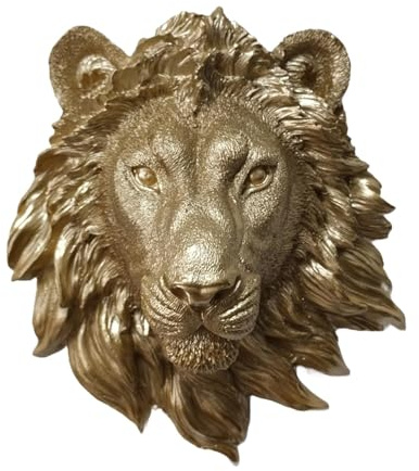 Sharplace Sculpture Murale Suspendue en résine, tête d'animal, Artisanat d'art Mural, décoration Murale décorative Faite à la Main pour Restaurants, Fabrication, Lion